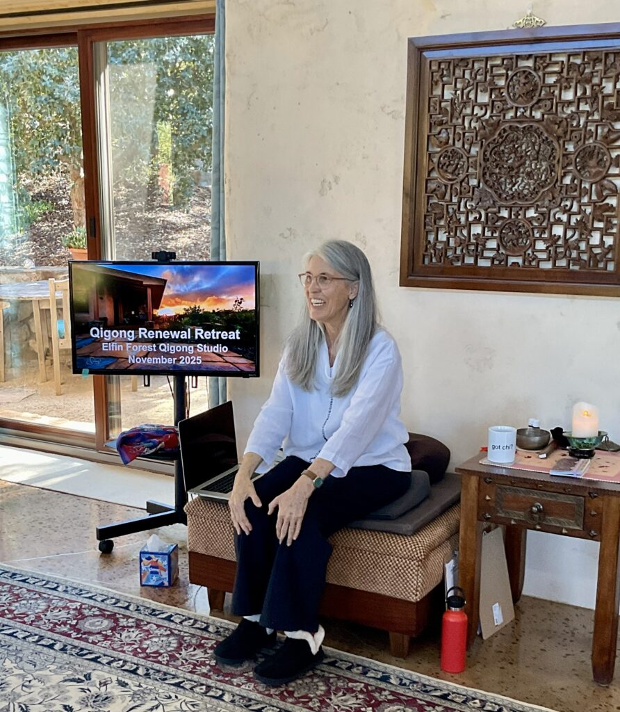 Martha teaching a presentation during a past retreat