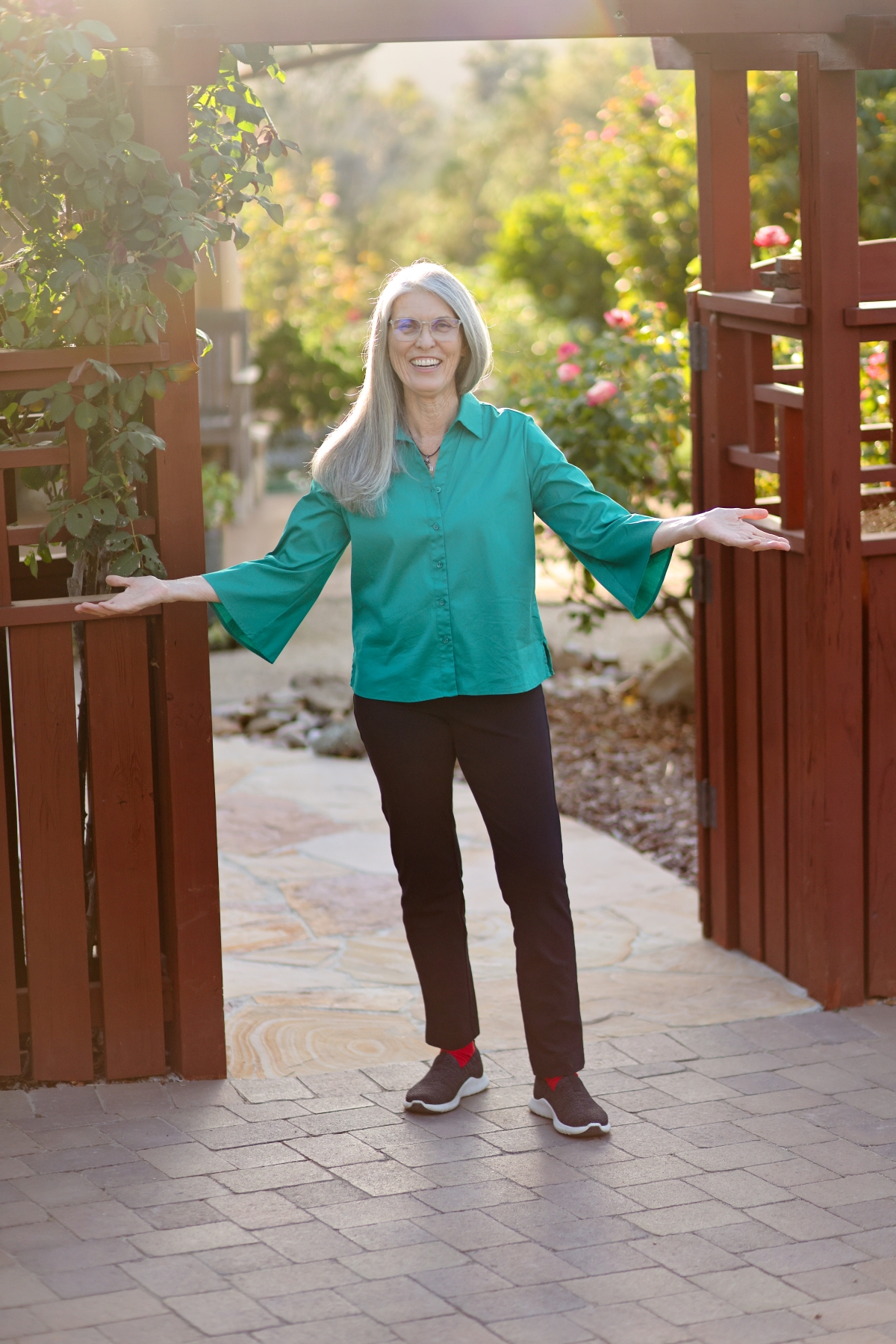 Martha standing in front of her studio